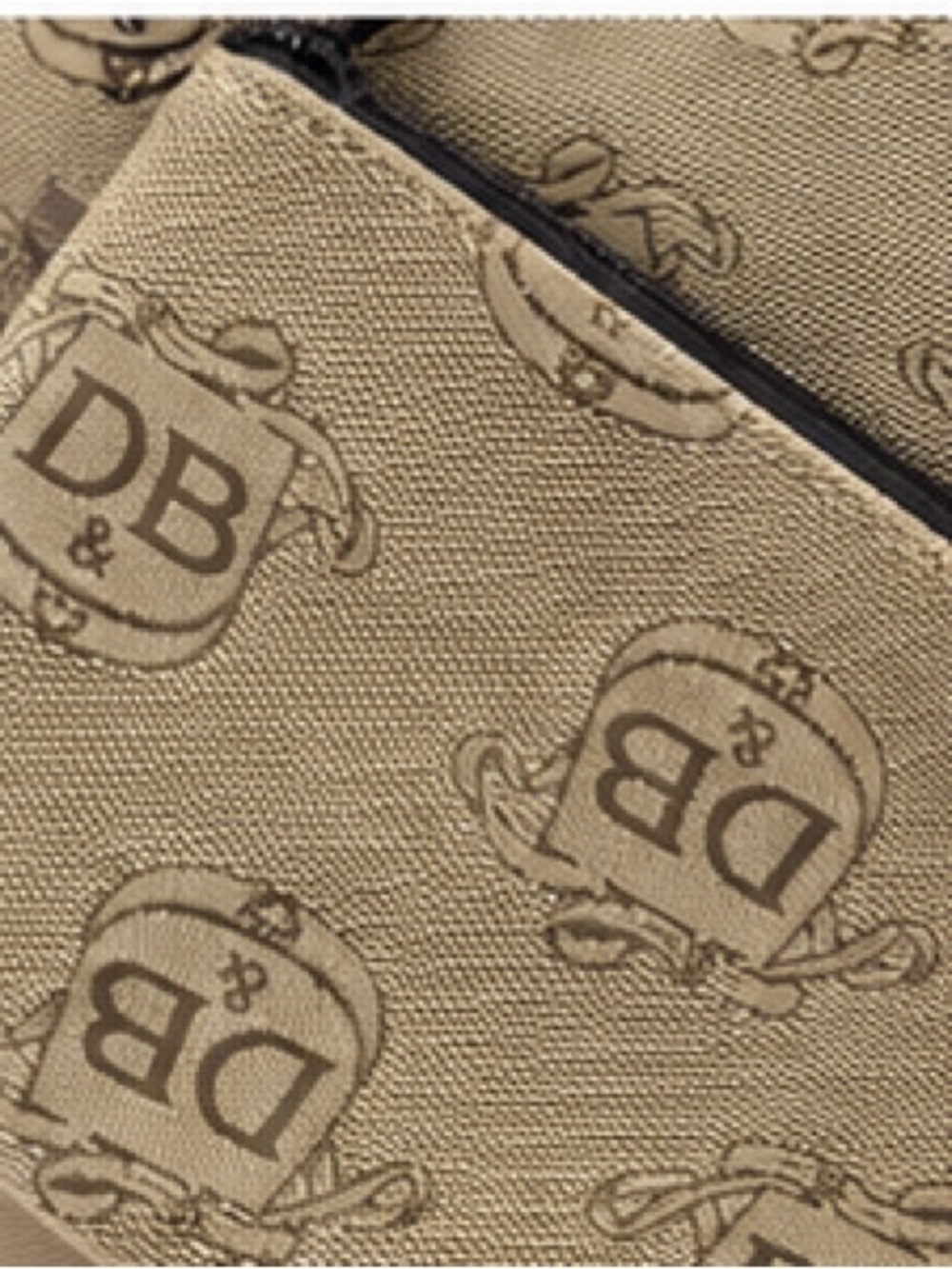 Dooney & Bourke Beige Monogram Tote with Dark Brown Leather Trim - Picture 4 of 9